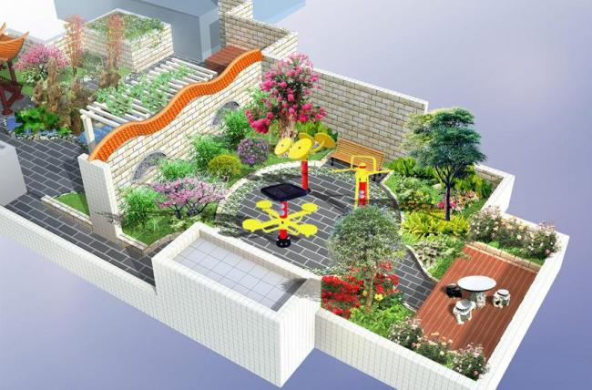 屋頂花園效果圖圖片